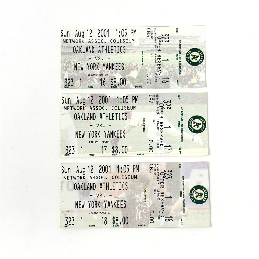 Oakland‎ Athletics Jason Giambi Full Ticket Lot Yankees Walk Off HR 2001 Lot 3